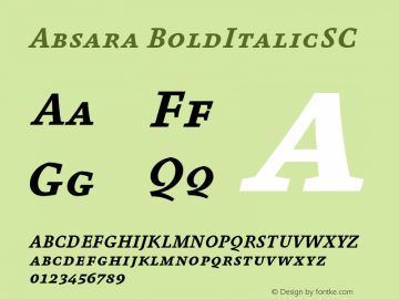 Absara BoldItalicSC Version 004.460 Font Sample