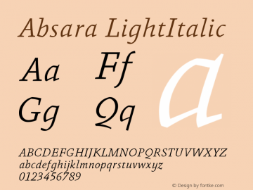 Absara LightItalic Version 004.460图片样张