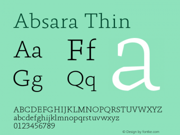Absara Thin Version 004.460 Font Sample