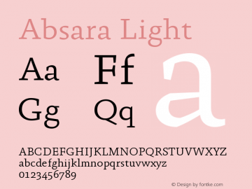 Absara Light Version 004.460 Font Sample