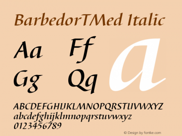 BarbedorTMed Italic Version 001.005图片样张