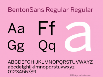 BentonSans Regular Regular Version 1.0 Font Sample