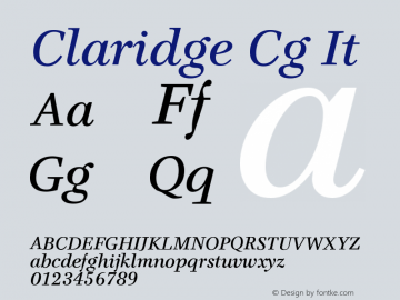 Claridge Cg It Version 001.001 Font Sample