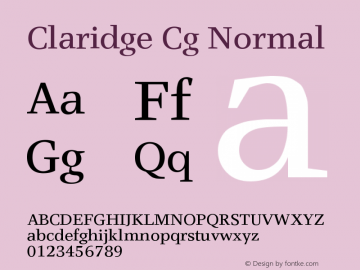 Claridge Cg Normal Version 001.001 Font Sample