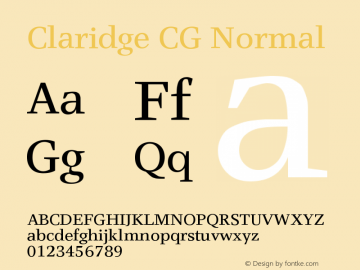 Claridge CG Normal Version 004.054 Font Sample