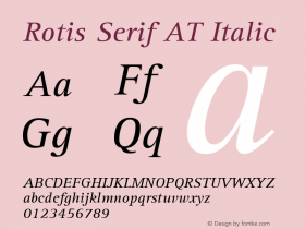 Rotis Serif AT Italic Version 1.0 Font Sample