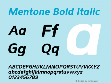 Mentone Bold Italic Unknown Font Sample