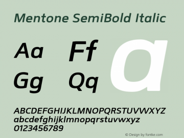 Mentone SemiBold Italic Unknown图片样张