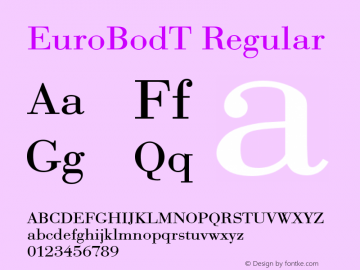 EuroBodT Regular Version 001.005 Font Sample