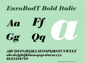 EuroBodT Bold Italic Version 001.005 Font Sample