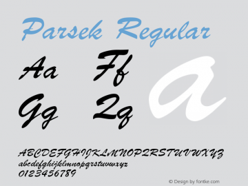 Parsek Regular Converted from t:\PARSEK.TF1 by ALLTYPE Font Sample
