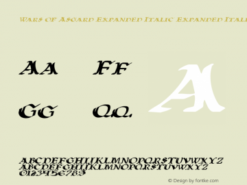 Wars of Asgard Expanded Italic Expanded Italic 1 Font Sample