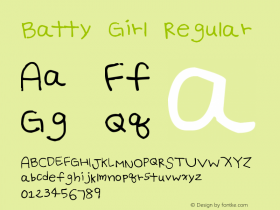 Batty Girl Regular Version 1.00 February 20, 2009, initial release Font Sample