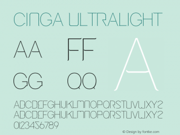 Cinga UltraLight Version 1.000 Font Sample