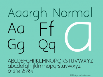 Aaargh Normal Version 1.00 11/7/2004 Font Sample