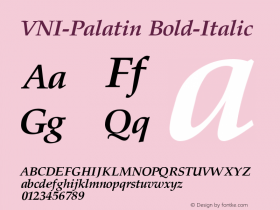 VNI-Palatin Bold-Italic 1.0 Tue Nov 30 12:33:48 1993 Font Sample