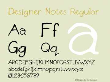Designer Notes Regular Version 001.000 Font Sample