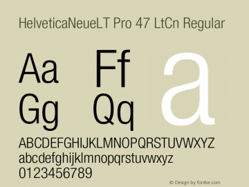 HelveticaNeueLT Pro 47 LtCn Regular Version 1.000;PS 001.000;Core 1.0.38 Font Sample