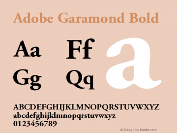 Adobe Garamond Bold Version 001.003 Font Sample