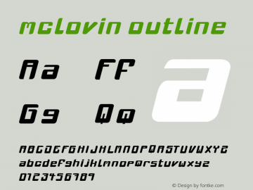mclovin outline version 1.000 Font Sample