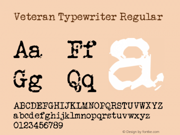 Veteran Typewriter Regular Version 1.00 September 3, 2009, initial release图片样张