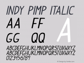 Indy Pimp Italic Version 1.00 September 26, 2009, initial release图片样张