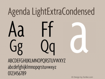 Agenda LightExtraCondensed Version 001.000 Font Sample
