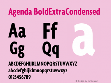 Agenda BoldExtraCondensed Version 001.000 Font Sample