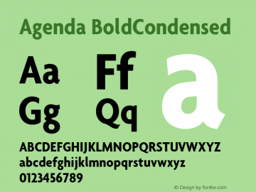 Agenda BoldCondensed Version 001.000 Font Sample