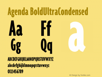 Agenda BoldUltraCondensed Version 001.000 Font Sample