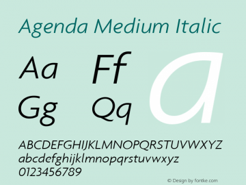 Agenda Medium Italic Version 001.000 Font Sample