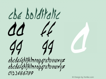 cbe BoldItalic Version 001.003 Font Sample