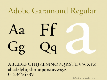 Adobe Garamond Regular Version 1.100;PS 001.001;hotconv 1.0.38 Font Sample