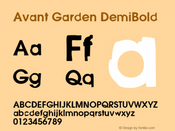 Avant Garden DemiBold Macromedia Fontographer 4.1.5 3/10/99 Font Sample