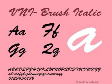 VNI-Brush Italic 1.0 Sun Apr 25 08:59:24 1993 Font Sample