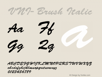 VNI-Brush Italic 1.0 Tue Jan 18 11:36:32 1994 Font Sample