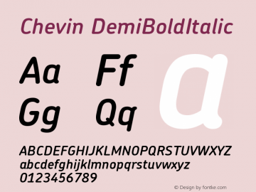 Chevin DemiBoldItalic Version 001.000 Font Sample