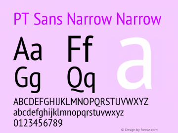 PT Sans Narrow Narrow Version 2.003W OFL Font Sample