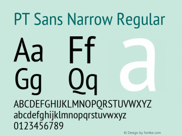 PT Sans Narrow Regular Version 2.003 Font Sample