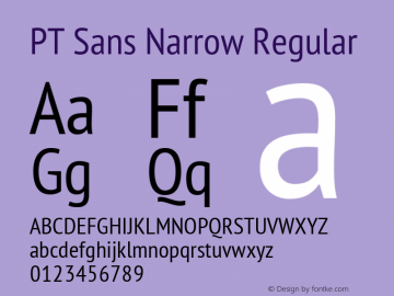 PT Sans Narrow Regular Version 1.001 Font Sample