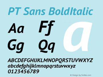 PT Sans BoldItalic Version 2.003W OFL Font Sample