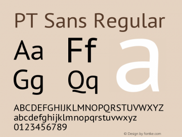 PT Sans Regular Version 1.001 Font Sample