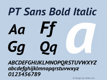 PT Sans Bold Italic Version 2.003 Font Sample