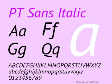 PT Sans Italic Version 2.003 Font Sample