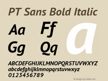 PT Sans Bold Italic Version 1.003 Font Sample