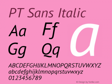 PT Sans Italic Version 2.001 Font Sample