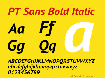 PT Sans Bold Italic Version 2.001 Font Sample