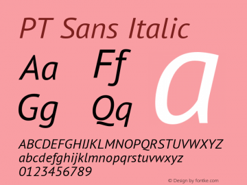 PT Sans Italic Version 2.003W OFL Font Sample