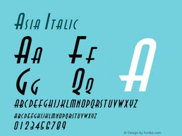 Asia Italic Altsys Fontographer 4.1 1/30/95 Font Sample