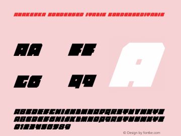 Anakefka Condensed Italic CondensedItalic Version 001.000 Font Sample